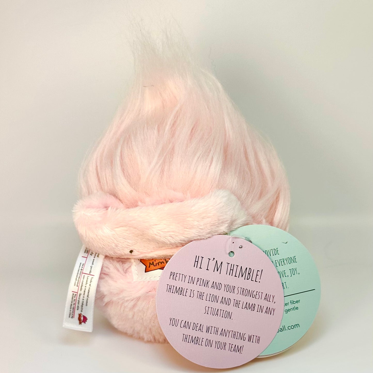 Mini Thimble 3.5" Pretty in Pink Mimbleball: plush, washable therapy tool for immediate laughter, connection, calm, comfort, & emotional regulation