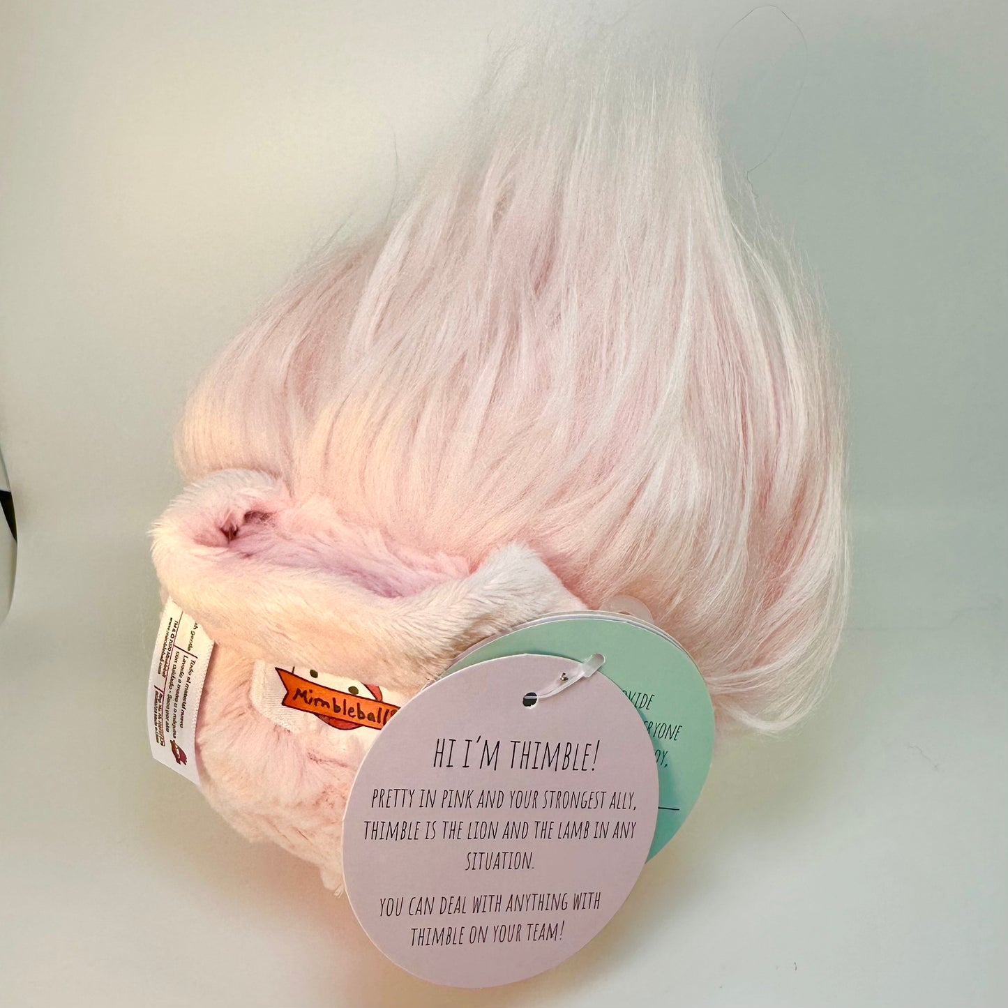 Mimbleball Thimble 5" Pretty in Pink Friend: plush, washable therapy tool for immediate laughter, connection, calm, comfort, & emotional regulation